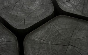 DETAILS COFFEE TABLE BASALT CARVED AND BURNT OAK WOOD