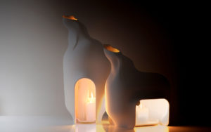 CANDLE HOLDER BETWEEN SHADOWS S AND L PORCELAIN BISQUE LIGHTED IN THE DARKNESS
