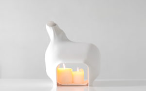 CANDLE HOLDER BETWEEN SHADOWS S PORCELAIN BISQUE LIGHTED
