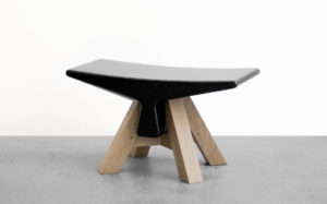 STOOL BONE BLACK MARBLE FROM MARQUINA