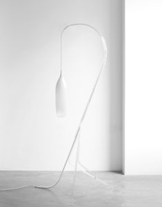 FLOOR LAMP CRISTALCANE BIG WHITE BLOWN GLASS MANUFACTURED BY THE CERFAV