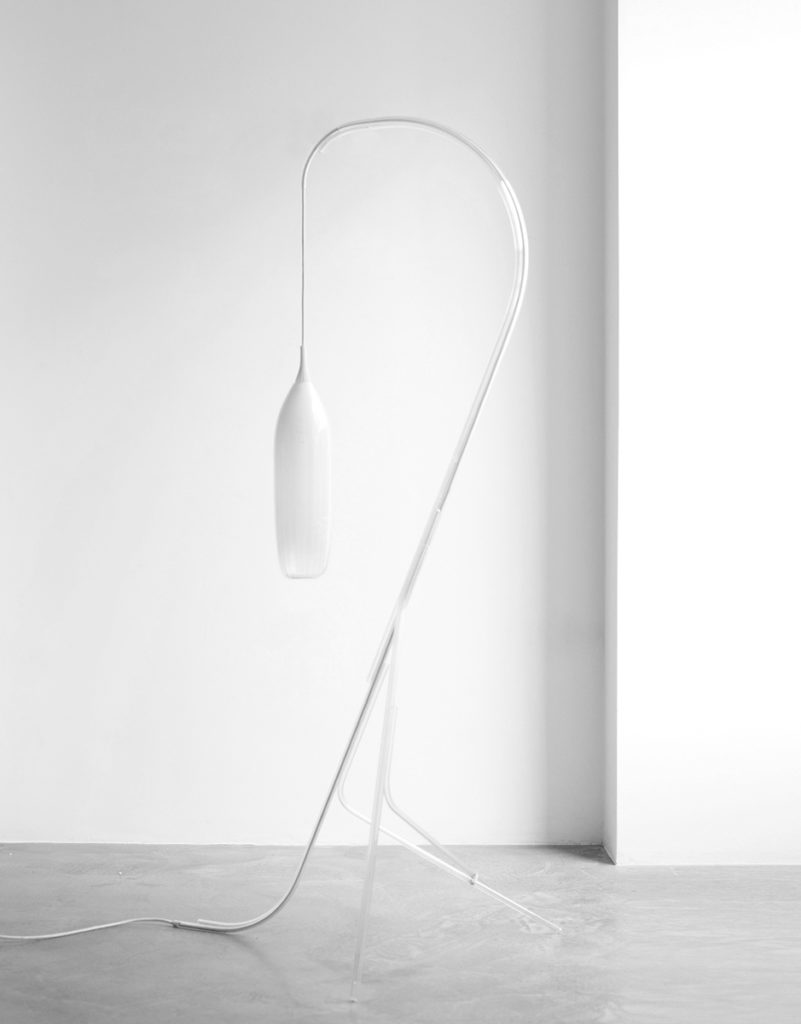 FLOOR LAMP CRISTALCANE BIG WHITE BLOWN GLASS MANUFACTURED BY THE CERFAV