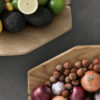 DÉTAILS DOVETAIL CHÊNE SCULPTÉ FRUITS SECS AGRUMES LÉGUMES VUE DE DESSUS