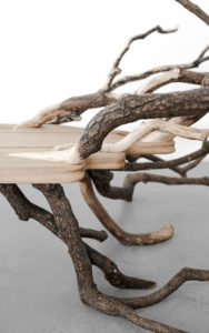 DETAILS BENCH FALLENTREE SCULPTED OAK OAK BRANCHES FRONT VIEW