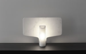 TABLE LAMP FLAP WHITE CARRARA MARBLE LIGHTED