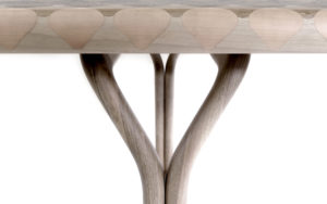 DETAIL DINNING TABLE INMYSKIN MARQUETRY WITH 11 TYPES OF NATURAL WOOD