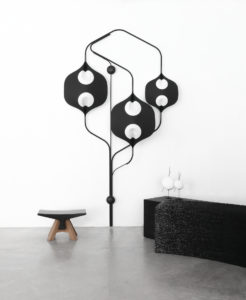 PIECES IN SITU STOOL BONE BLACK MARBLE FROM MARQUINA COFFEE TABLE BLACK SNACK BLUES MARQUETRY OF DYED PEAR TREE WOOD WHITE EBONY MATT LACQUERED STEEL