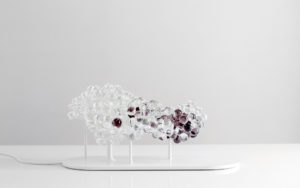 LAMP MORNINGMIST DARK PURPLE GLASS BEAD BASE IN SHINY WHITE LACQUERED STEEL