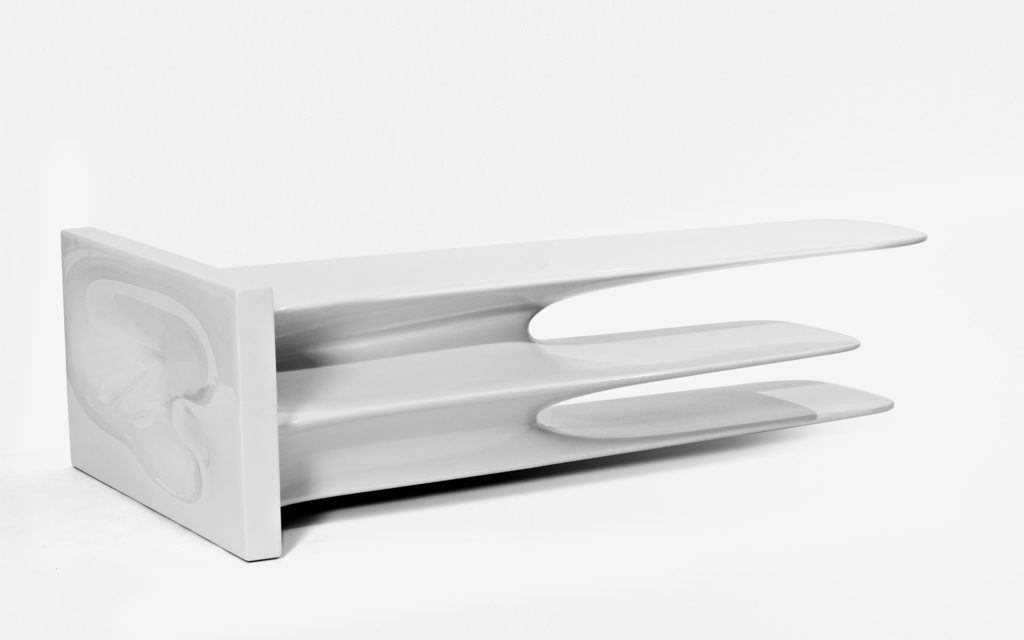 COFFEE TABLE RHIZOME FIBERGLASS AND POLYESTER RESIN LACQUERED WITH A GREY POLYURETHANE PAINT THREE QUARTER VIEW