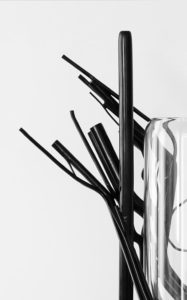 DETAILS VASE STILLLIFEPOIESIS POLISHED BRONZE BLOWN BOROSILICATE EBONY WOOD STRUCTURE