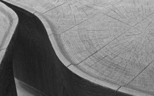 DETAILS COFFEE TABLE STOCO CARVED AND BURNT OAK WOOD