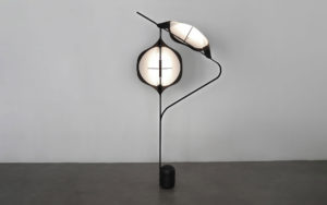 FLOOR LAMP EDALIGHT PAPER METAL CONCRETE SIDE VIEW LIGHTED