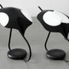LAMPE DE BUREAU PAPIER MÉTAL BÉTON MOTIFS KIMONOS JAPONAIS VUE DE DOS